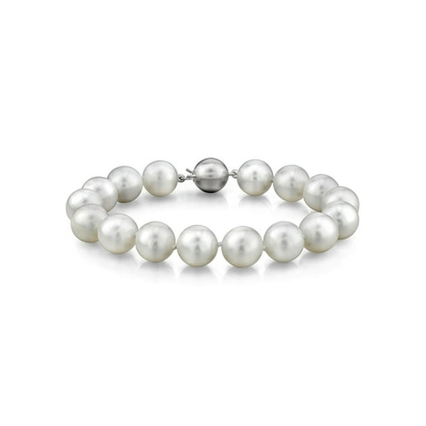 NATURAL 10-11MM SOUTH SEA WHITE PEARL BRACELET 14K GOLD CLASP